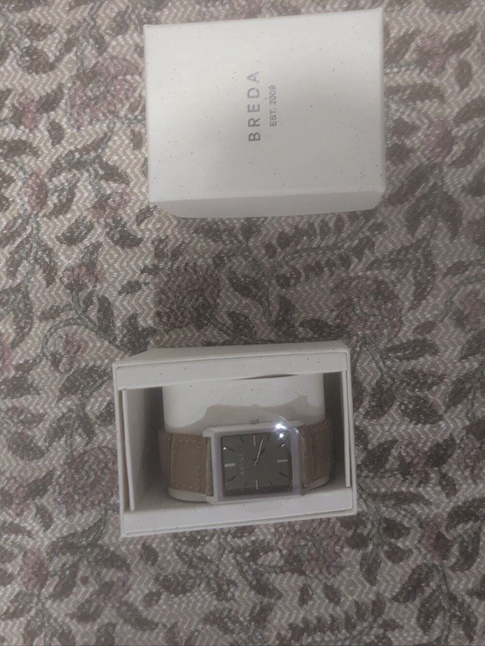 BREDA Square Face Virgil Watch in Taupe Leather